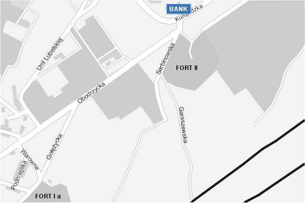 Mapa ( Plan ) Poznania. Warstwa Bankowa Pozna. Poznan - Wielkopolska.  
  
   Warstwa bankowa prezentuje wybrane lokalizacje poznaskich bankw w postaci umieszczonego znaku graficznego BANK. Po najechaniu kursorem myszy na znak graficzny pojawia si nazwa i adres lokalizowanego banku (IE), a po klikniciu w niektre loga otwiera dodatkowe okienko z opisem banku i danymi teleadresowymi. Mapa wykonana jest w skali 1:10 000 - warstwa bankowa.

Pozna - warstwa bankowa ( BANK ) Internetowego Planu Poznania serwisu Cyber Wielkopolska.