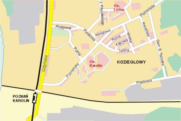 Mapa ( Plan ) Poznania. Warstwa gwna. Poznan - Wielkopolska.    
   Warstwa gwna prezentuje ukad ulic Poznania, oraz okolicznych miejscowoci. Zaznaczono: gwne trasy komunikacyjne, trasy przelotowe Poznania, jeziora, rzeki, trasy kolejowe, tereny zielone, przemysowe i zarysy zabudowa. Mapa wykonana jest w skali 1:10 000 - warstwa podstawowa oraz w wikszych skalach.

Pozna - warstwa gwna Internetowego Planu Poznania serwisu Cyber Wielkopolska.