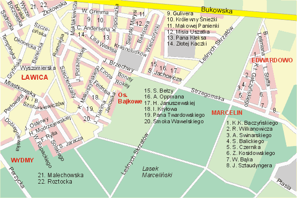 Mapa ( Plan ) Poznania. Warstwa gwna. Poznan - Wielkopolska.    
   Warstwa gwna prezentuje ukad ulic Poznania, oraz okolicznych miejscowoci. Zaznaczono: gwne trasy komunikacyjne, trasy przelotowe Poznania, jeziora, rzeki, trasy kolejowe, tereny zielone, przemysowe i zarysy zabudowa. Mapa wykonana jest w skali 1:10 000 - warstwa podstawowa oraz w wikszych skalach.

Pozna - warstwa gwna Internetowego Planu Poznania serwisu Cyber Wielkopolska.