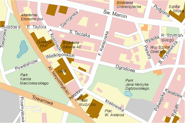 Mapa ( Plan ) Poznania. Warstwa gwna. Poznan - Wielkopolska.    
   Warstwa gwna prezentuje ukad ulic Poznania, oraz okolicznych miejscowoci. Zaznaczono: gwne trasy komunikacyjne, trasy przelotowe Poznania, jeziora, rzeki, trasy kolejowe, tereny zielone, przemysowe i zarysy zabudowa. Mapa wykonana jest w skali 1:10 000 - warstwa podstawowa oraz w wikszych skalach.

Pozna - warstwa gwna Internetowego Planu Poznania serwisu Cyber Wielkopolska.