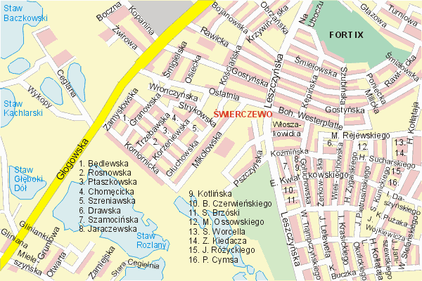 Mapa ( Plan ) Poznania. Warstwa gwna. Poznan - Wielkopolska.    
   Warstwa gwna prezentuje ukad ulic Poznania, oraz okolicznych miejscowoci. Zaznaczono: gwne trasy komunikacyjne, trasy przelotowe Poznania, jeziora, rzeki, trasy kolejowe, tereny zielone, przemysowe i zarysy zabudowa. Mapa wykonana jest w skali 1:10 000 - warstwa podstawowa oraz w wikszych skalach.

Pozna - warstwa gwna Internetowego Planu Poznania serwisu Cyber Wielkopolska.