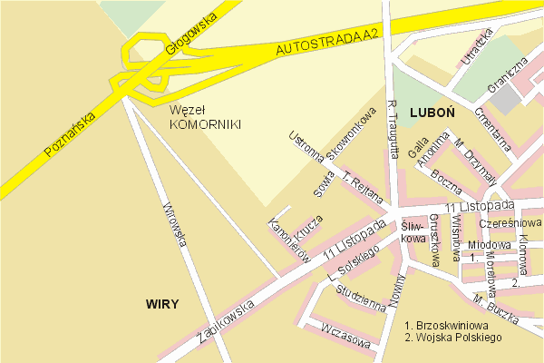 Mapa ( Plan ) Poznania. Warstwa gwna. Poznan - Wielkopolska.    
   Warstwa gwna prezentuje ukad ulic Poznania, oraz okolicznych miejscowoci. Zaznaczono: gwne trasy komunikacyjne, trasy przelotowe Poznania, jeziora, rzeki, trasy kolejowe, tereny zielone, przemysowe i zarysy zabudowa. Mapa wykonana jest w skali 1:10 000 - warstwa podstawowa oraz w wikszych skalach.

Pozna - warstwa gwna Internetowego Planu Poznania serwisu Cyber Wielkopolska.