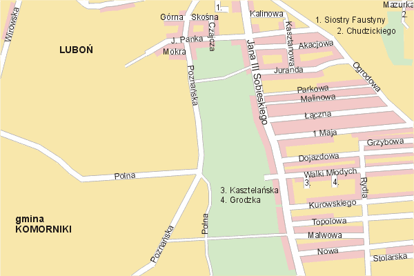 Mapa ( Plan ) Poznania. Warstwa gwna. Poznan - Wielkopolska.    
   Warstwa gwna prezentuje ukad ulic Poznania, oraz okolicznych miejscowoci. Zaznaczono: gwne trasy komunikacyjne, trasy przelotowe Poznania, jeziora, rzeki, trasy kolejowe, tereny zielone, przemysowe i zarysy zabudowa. Mapa wykonana jest w skali 1:10 000 - warstwa podstawowa oraz w wikszych skalach.

Pozna - warstwa gwna Internetowego Planu Poznania serwisu Cyber Wielkopolska.