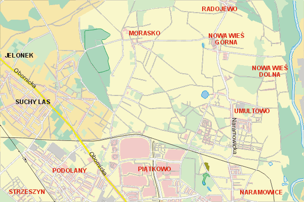 Mapa ( Plan ) Poznania. Warstwa gwna. Poznan - Wielkopolska.    
   Warstwa gwna prezentuje ukad ulic Poznania, oraz okolicznych miejscowoci. Zaznaczono: gwne trasy komunikacyjne, trasy przelotowe Poznania, jeziora, rzeki, trasy kolejowe, tereny zielone, przemysowe i zarysy zabudowa. Mapa wykonana jest w skali 1:10 000 - warstwa podstawowa oraz w wikszych skalach.

Pozna - warstwa gwna Internetowego Planu Poznania serwisu Cyber Wielkopolska.