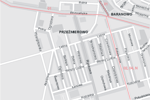 Mapa ( Plan ) Poznania. Warstwa komunikacyjna. Poznan - Wielkopolska.    

   Warstwa komunikacyjna prezentuje ukad ulic Poznania, oraz okolicznych miejscowoci wraz z zaznaczonymi liniami komunikacji miejskiej (MPK Pozna ) i podmiejskiej. Zaznaczono: linie autobusowe dzienne i nocne oraz linie tramwajowe dzienne i nocne. Mapa wykonana jest w skali 1:10 000 - warstwa komunikacyjna.

Pozna - warstwa komunikacyjna Internetowego Planu Poznania serwisu Cyber Wielkopolska.