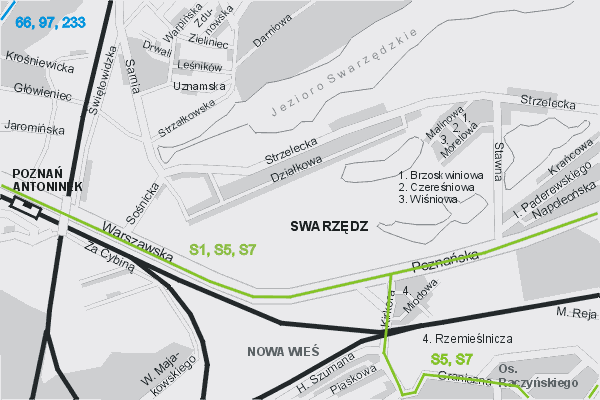 Mapa ( Plan ) Poznania. Warstwa komunikacyjna. Poznan - Wielkopolska.    

   Warstwa komunikacyjna prezentuje ukad ulic Poznania, oraz okolicznych miejscowoci wraz z zaznaczonymi liniami komunikacji miejskiej (MPK Pozna ) i podmiejskiej. Zaznaczono: linie autobusowe dzienne i nocne oraz linie tramwajowe dzienne i nocne. Mapa wykonana jest w skali 1:10 000 - warstwa komunikacyjna.

Pozna - warstwa komunikacyjna Internetowego Planu Poznania serwisu Cyber Wielkopolska.