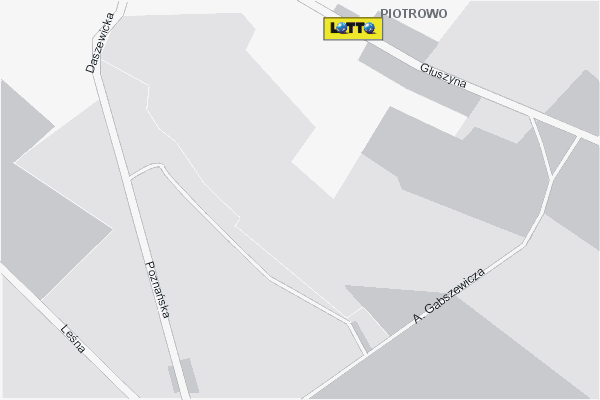 Mapa ( Plan ) Poznania. Lokalizacje LOTTO Pozna. Poznan - Wielkopolska.  
  
   Warstwa LOTTO prezentuje lokalizacje poznaskich lottomatw w postaci umieszczonego znaku graficznego LOTTO. Po najechaniu kursorem myszy na znak graficzny pojawia si nazwa i adres lokalizowanego lottomatu (IE), a po klikniciu w niektre loga otwiera dodatkowe okienko z opisem kolektury, danymi teleadresowymi i godzinami otwarcia. Mapa wykonana jest w skali 1:10 000 - warstwa LOTTO.

Pozna - lokalizacje lottomatw ( LOTTO ) Internetowego Planu Poznania serwisu Cyber Wielkopolska.