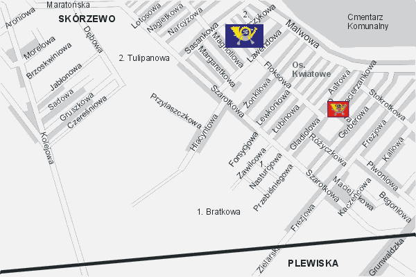 Mapa ( Plan ) Poznania. Lokalizacje Urzdw Pocztowych i rozmieszczenie skrzynek pocztowych Pozna. Poznan - Wielkopolska.  
  
   Warstwa pocztowa prezentuje lokalizacje poznaskich urzdw pocztowych w postaci umieszczonego znaku graficznego POCZTA. Po najechaniu kursorem myszy na znak graficzny pojawia si nazwa i adres lokalizowanego urzdu pocztowego (IE), a po klikniciu w niektre loga otwiera dodatkowe okienko z danymi teleadresowymi i godzinami otwarcia. Dodatkowo zamieszczone zostay lokalizacje skrzynek pocztowych na terenie miasta Pozna. Mapa wykonana jest w skali 1:10 000 - warstwa POCZTA.

Pozna - lokalizacje urzdw pocztowych ( POCZTA ) Internetowego Planu Poznania serwisu Cyber Wielkopolska.