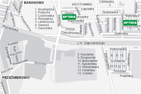 Mapa ( Plan ) Poznania. Warstwa DLA ZDROWIA Pozna. Poznan - Wielkopolska.  
  
   Warstwa DLA ZDROWIA prezentuje lokalizacje poznaskich APTEK, SZPITALI, KLINIK i GAGINETW LEKARSKICH w postaci umieszczonych znakw graficznych z odpowidni nazw. Po najechaniu kursorem myszy na znak graficzny pojawia si nazwa i adres lokalizowanego obiektu (IE), a po klikniciu w niektre loga otwiera dodatkowe okienko z danymi teleadresowymi i godzinami otwarcia. Warstwa nieustannie si rozbudowuje. Mapa wykonana jest w skali 1:10 000 - warstwa DLA ZDROWIA.

Pozna - warstwa DLA ZDROWIA Internetowego Planu Poznania serwisu Cyber Wielkopolska.